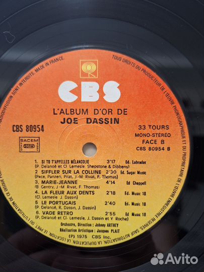 Joe Dassin – L'Eté Indien : Album D'Or LP