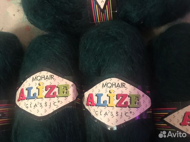 Пряжа нитки для вязания мохер, цвет малахит