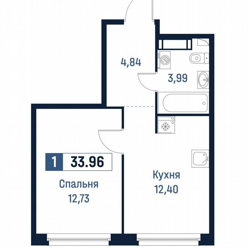 1-к. квартира, 34 м², 17/18 эт.