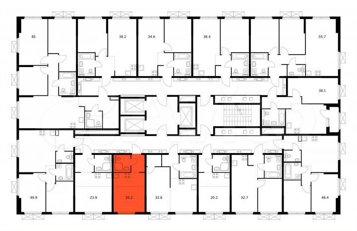 Квартира-студия, 20,2 м², 24/25 эт.