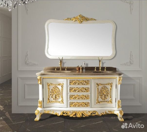 Тумба с раковиной и зеркалом