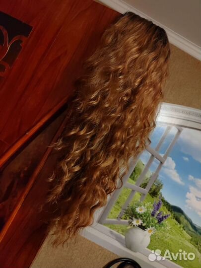 Парик рыжий омбре. Локоны спиральками. Новый