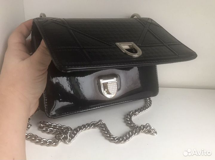 Черная сумка клатч Christian Dior лакированная
