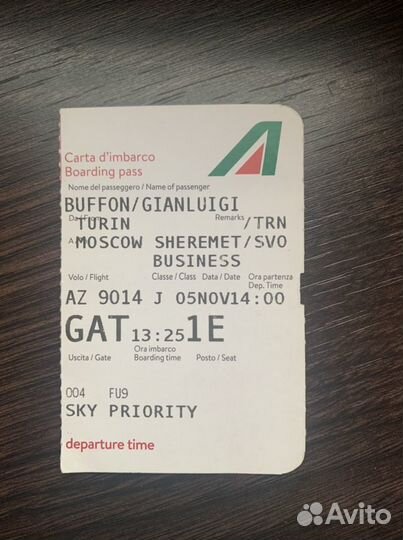 Посадочный талон Буффона ювентус
