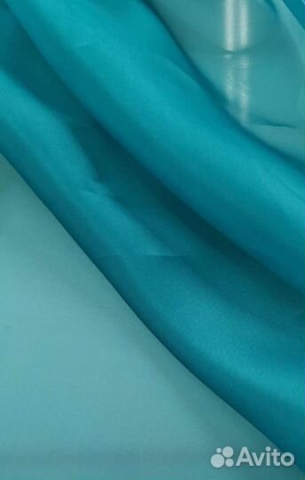 Органза натуральный шёлк бирюзовый цвет