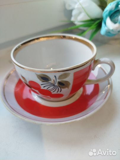 Чашка с блюдцем фарфор
