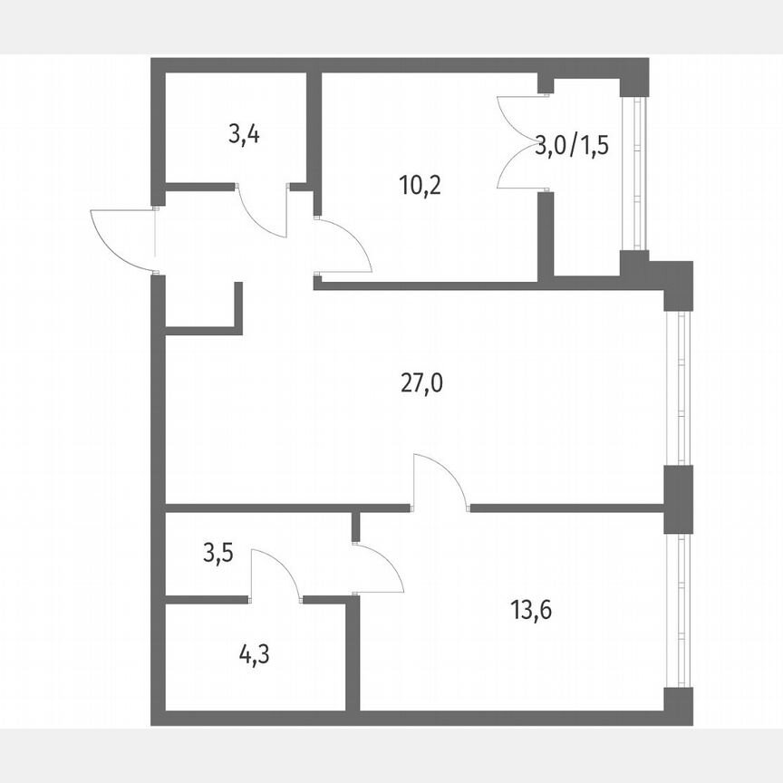 2-к. квартира, 63,4 м², 2/7 эт.