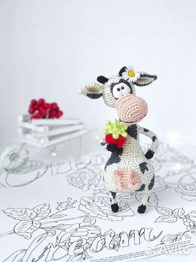 Интерьерная корова, ручная работа, 16 см