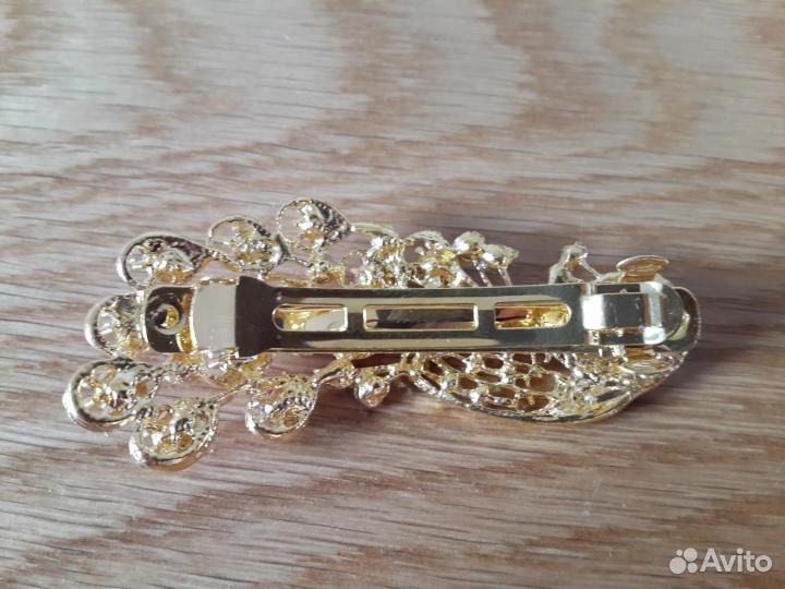 Заколка, павлин со стразами