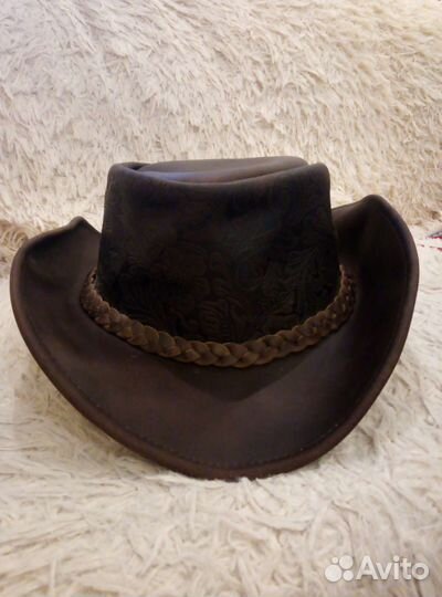 Шляпа мужская кожаная
