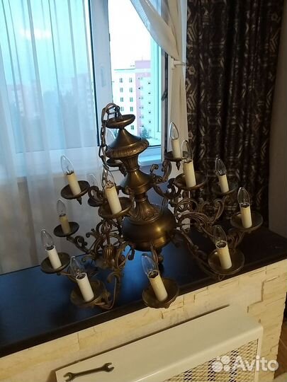 Люстра потолочная югославская бронзовая