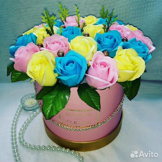 Мыльные розы в коробке