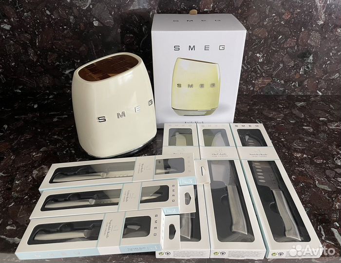 Ножи Smeg Набор ножей Смег с подставкой