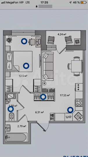 1-к. квартира, 45 м², 11/15 эт.