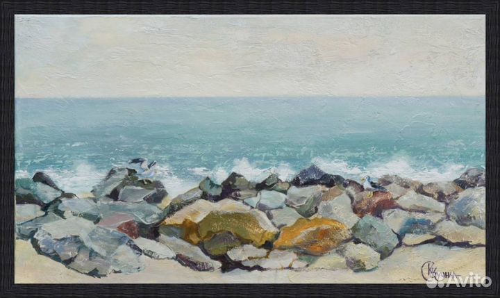 Картина на холсте. Зимнее море в Сочи