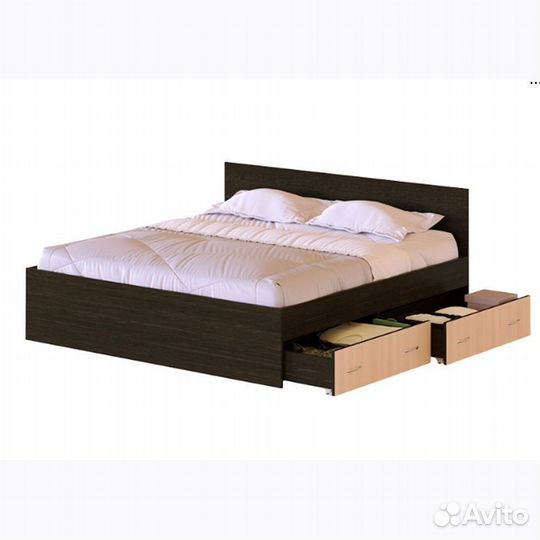 Кровать с матрасом 200х200 Марс с ящиками
