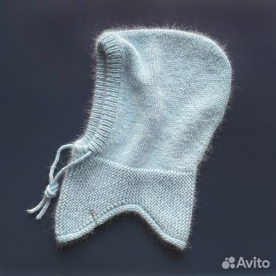 Пушистый вязаный капор капюшон ручной работы