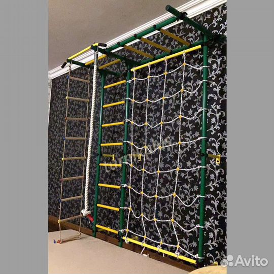 Шведская стенка детская с рукоходом и сеткой