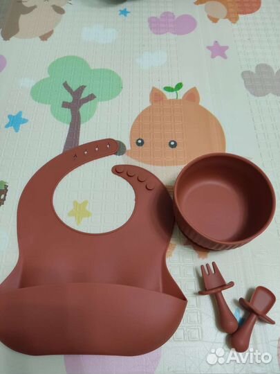 Набор детской силиконовой посуды новый