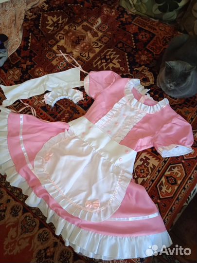 Костюм горничной аниме розовый косплей