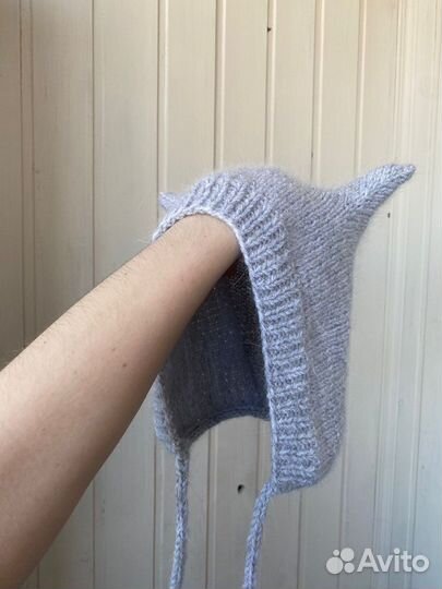 Шапочки с ушками Ангора+пух норки