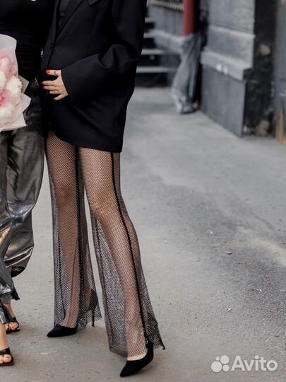 Брюки сетка со стразами