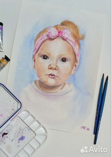 Портрет по фото акварелью на заказ