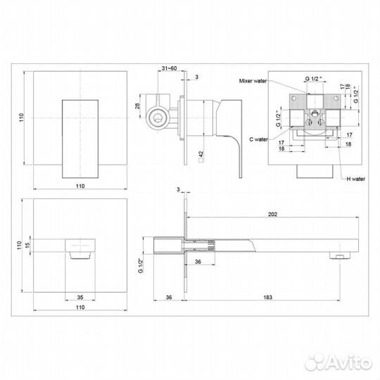 Paini 21PZ208 Встраиваемый смеситель