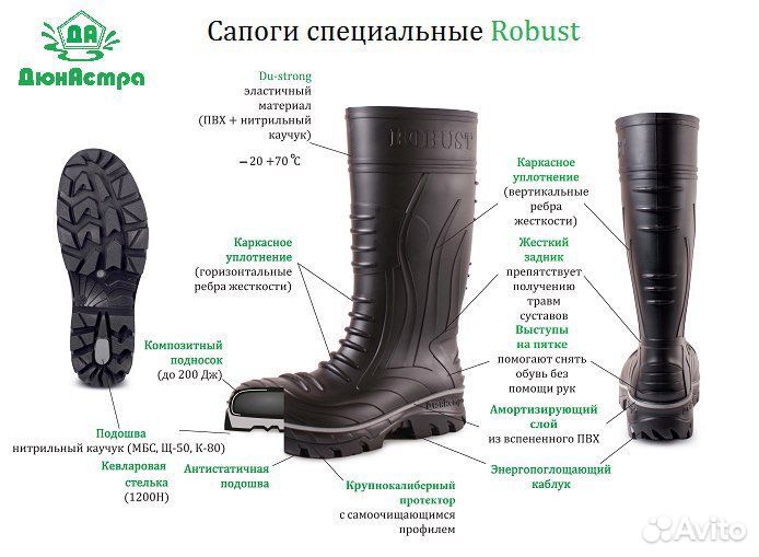 Сапоги рабочие пвх robust 1005У 44 размер
