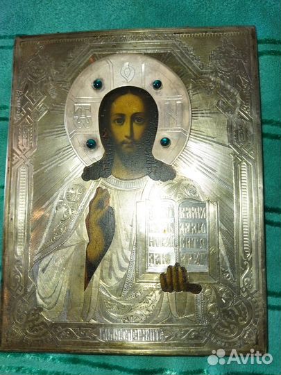 Икона. Г. Вседержитель. Оклад. Серебро. 84.1882г