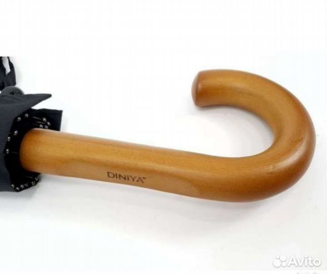 Зонтик унисекс черный с деревянным ручками