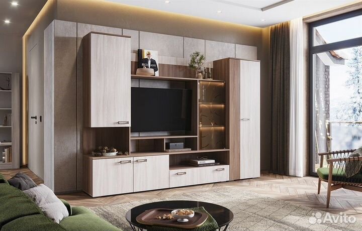 Гостиная Сиена 2,6м шимо темный+светлый, наличие