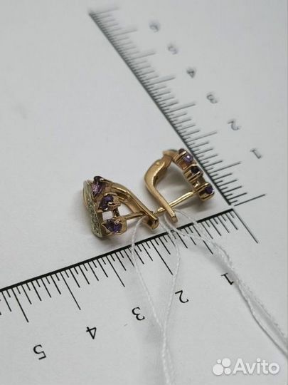 Золотые серьги с фианитом