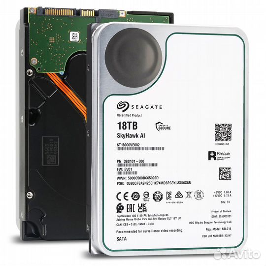 Серверный жёсткий диск, HDD, Seagate, ST18000VE002, SATA, 3,5