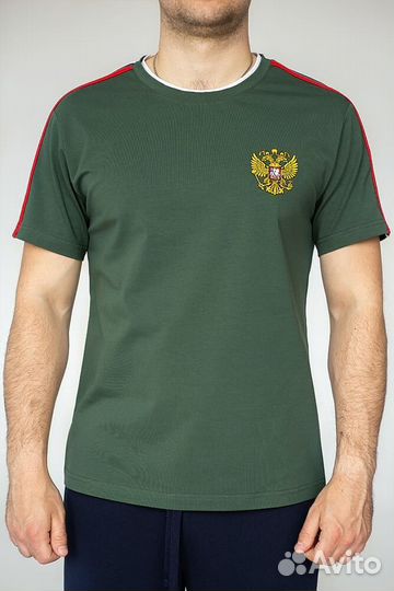Футболка гербом России, цвет Хаки