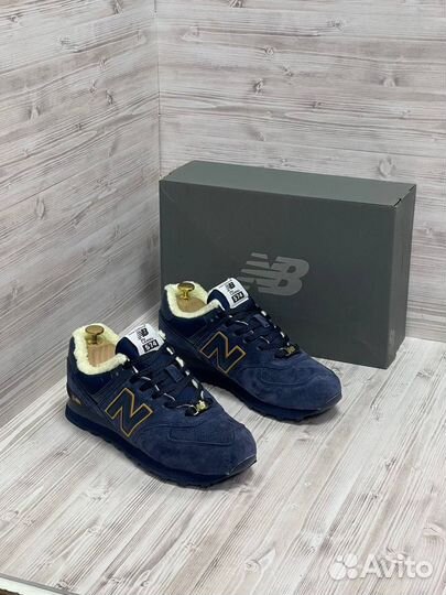 Кроссовки new balance 574 синие с мехом 41-46