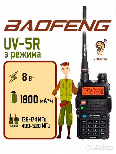 Радиостанция Baofeng UV-9R Plus (8W) IP67