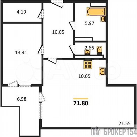 1-к. квартира, 71,8 м², 20/25 эт.