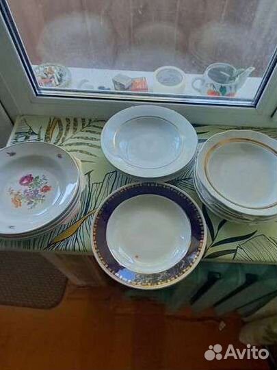 Тарелки суповые и стаканы граненые СССР