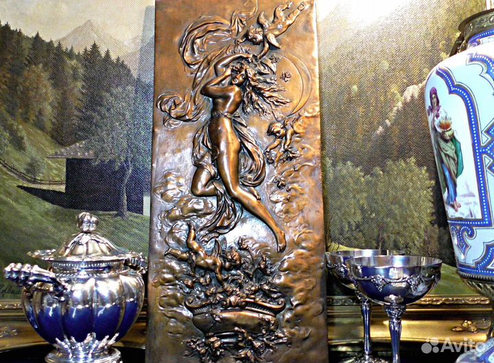 Панно.19 век.медная картина.3 D барельеф.Франция