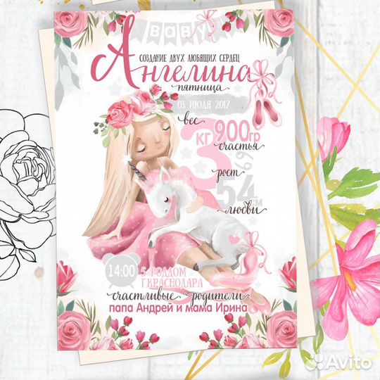 Метрика подарок для новорожденного