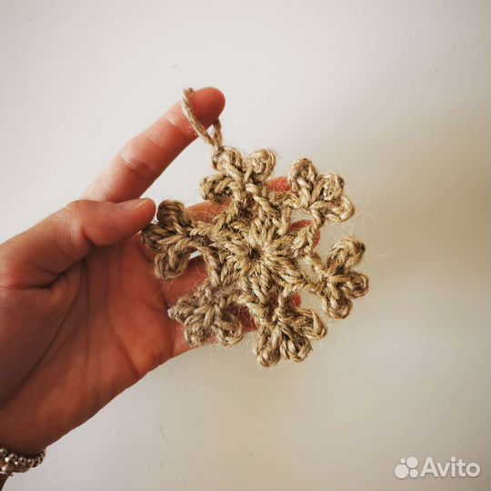 Джутовые елочные игрушки вязаные набор подарочный