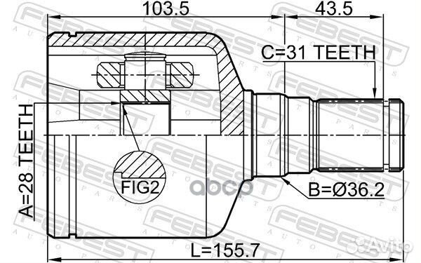 ШРУС внутренний левый 28X36.2X31 подходит для F