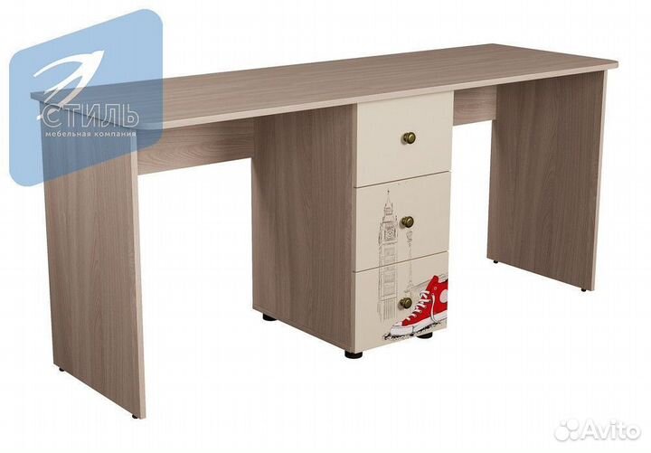 Мийа-3 Стол письменный двухместный Бежевая ф.п Ло