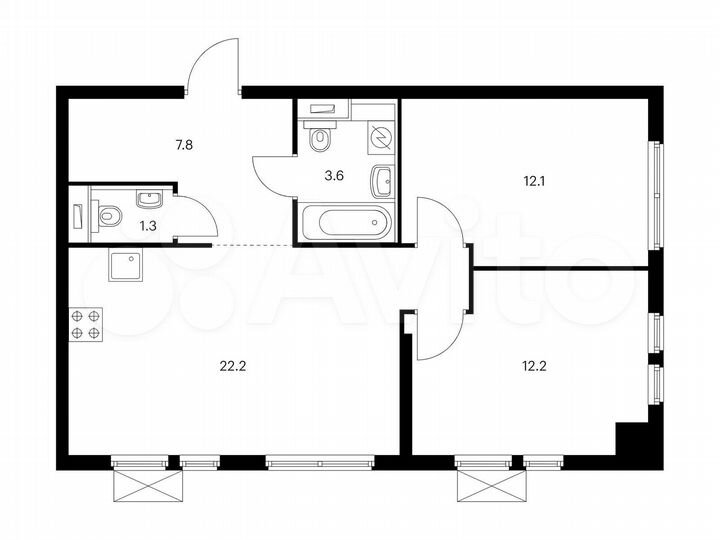 2-к. квартира, 59,2 м², 8/33 эт.