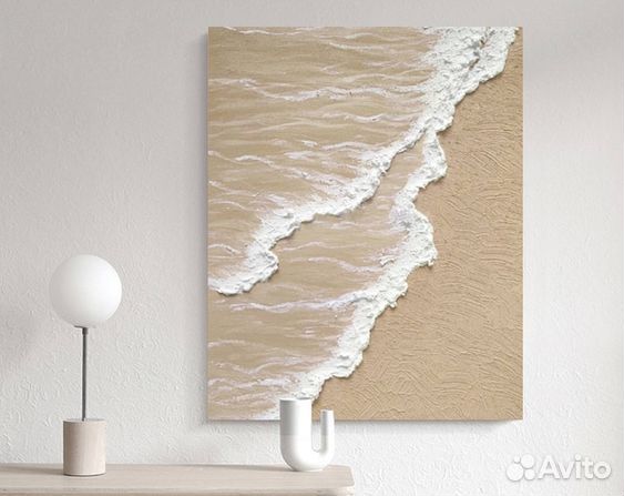 Текстурная интерьерная картина на холсте морепляж