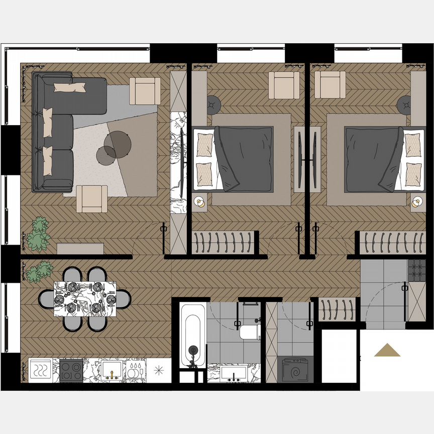 3-к. апартаменты, 79,9 м², 22/23 эт.