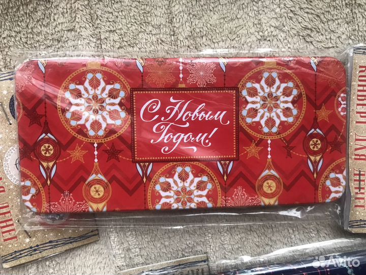 Новый конверт для денег металлический новогодний