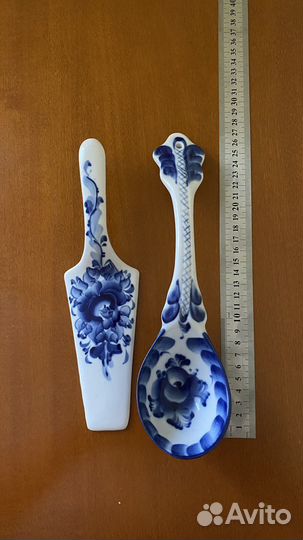 Ложка для торта и большая ложка Гжель