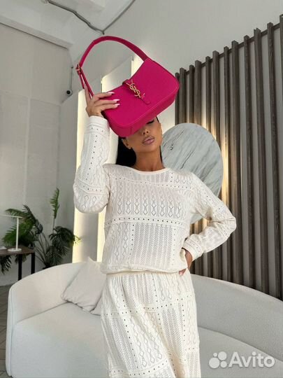 Нежный трикотажный костюм с юбкой, 42/46